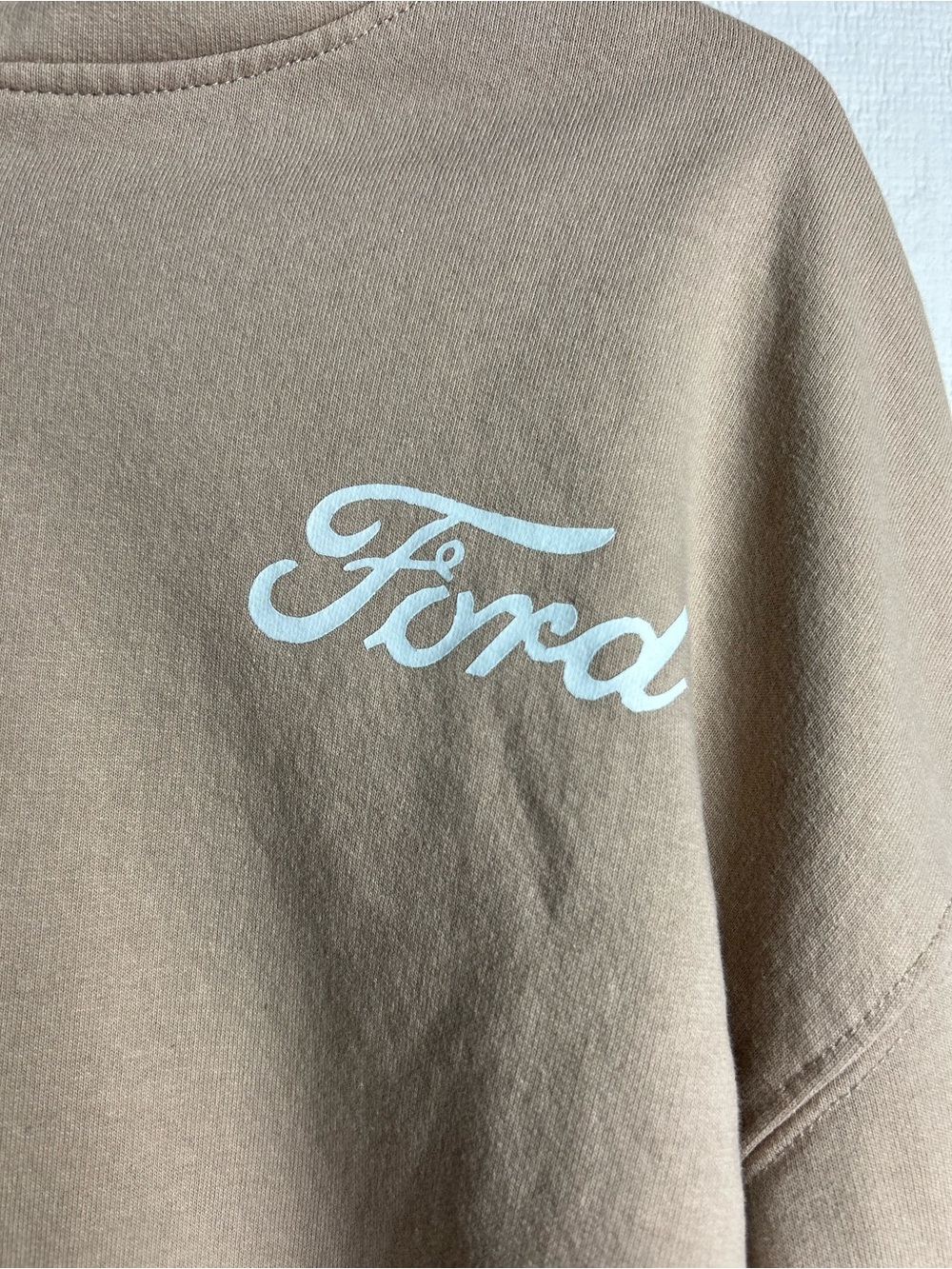 Ford Cropped Zip- up Hoodie  Sweatshirt with White Script Logo